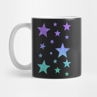 Pastel Purple Teal Ombre Faux Glitter Stars Mug